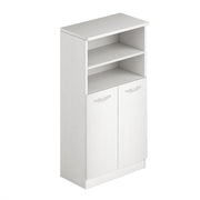 White multipurpose shoe cabinet in melamine wood 2 doors and 4 compartments (2 internal and 2 open) h130x71x38