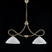 Ivory decape iron chandelier two lights white Alabaster glass lampshades 92x h50 cm