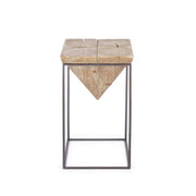 Steel stool with seat in PRISMY fir wood 31x31xh.55 cm