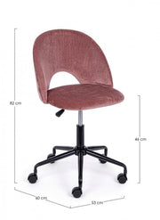 Linzey office chair in pink velvet