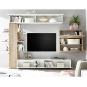 White and oak living room wall unit L.295xD30xh.187 cm