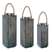 Set of 3 fusion style metal lanterns