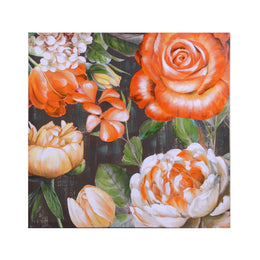 Orange flower print picture cm80x80x3