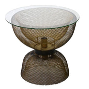 Round black metal table with lamp cmø51h45