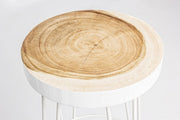 White bar stool in natural style wood