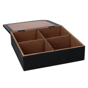 Square black wooden tea box cm20x20h6