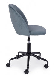 Light blue office chair in velvet and steel structure