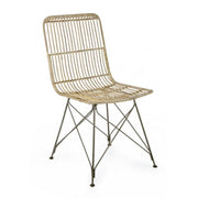 Contemporary style chair in steel and natural kubu LUCILA 45x55x h85 cm