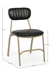 Addy modern retro chair with black leatherette steel structure