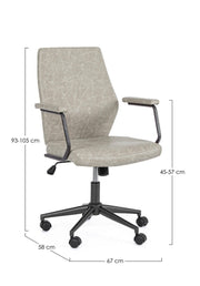 Low back office armchair in light gray eco-leather Jamie
