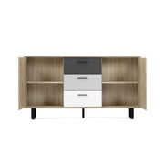 Sideboard 2 doors 3 colored drawers gray oak 160x35xh.86 cm