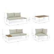 Corner living room set with white Elias cushions