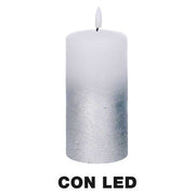 Silver led paraffin candle cm ø7,5h15