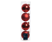 Box of 4 red Christmas baubles ø10 cm