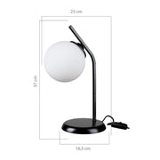 Toren black metal table lamp and ASZ1675 glass sphere lampshade