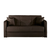Two seater sofa bed in wood and velvet Brown ADONIS 165x105x h87 cm