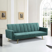 Issyk sofa bed in green fabric with golden metal feet