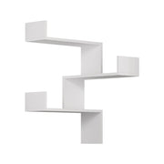 White 3-Level Wall-Mounted Corner Bookshelf H 90 x D 22 x W 60 cm