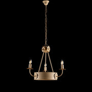 Ivory Decape iron chandelier with Empire Gold finishing three lights 44x h48 cm