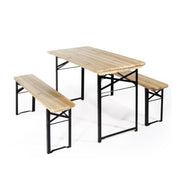 Garden set table and two benches in wood and steel Verdelook