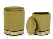 Set of 2 Milena green velvet container poufs