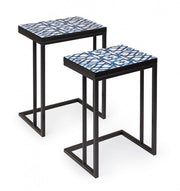 Set of 2 NEAPOLIS coffee tables in steel with mdf top decorated with print 62.5h 56h cm