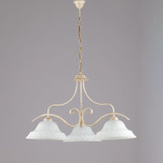 Classic iron ivory gold chandelier with white glasses three lights 30x h53 cm
