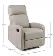 Iris faux leather manual reclining armchair in dove gray