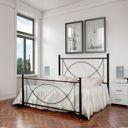 One and a half iron bed with footboard Nero LAGUNA 126x208x h117 cm