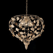 Ivory lacquered iron chandelier with 5 lights decape decoration