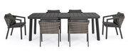Cordova anthracite table + 6 chairs set