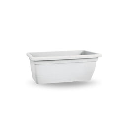 White rectangular planter with saucer