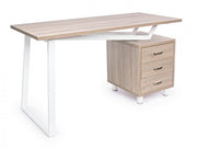 White wooden desk with Armande chest of drawers cm 140 x60 x 76 h