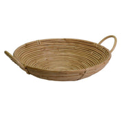 Natural rush basket with round handles cmø30xh7x30