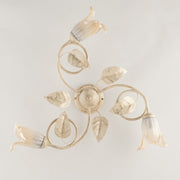Iron ceiling lamp Ivory Gold White Amber glasses three lights 59x h20 cm