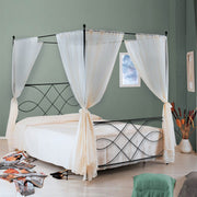 Iron double bed with SOSPIRO canopy Black 166x208x h210cm