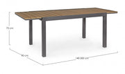 Elias extendable table in aluminum 140-200x90 cm