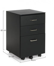 Office chest of drawers in MDF with three drawers Black NADIR 40x44x h65 cm