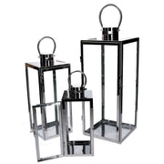 Square silver metal lantern 1-3 cm21x20,3h52,5