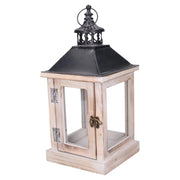 Rectangular bleached wood lantern cm17x17h37