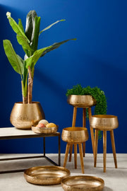 Set of 2 gold industrial style aluminum pot holders