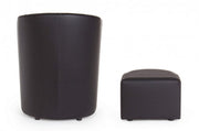 Leatherette armchair with black removable pouf RITA 64,5x 59,5x h78 cm