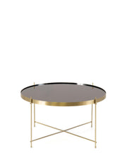 Black metal glass table 70 x 70 x h 40 cm