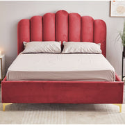 Red Artu Upholstered Double Bed with Storage and Embellished Headboard 160x190 cm