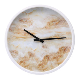 Round white metal clock cmø30x6