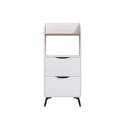 White Drawer and Oak Shelf Mobile Unit L 60 x W 36 x H 136 cm