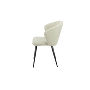 Beige Upholstered Krid Chair with Black Metal Legs