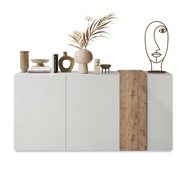 Contemporary Glossy White Oak 3-Door Sideboard - L.181 x H.86 x D.44 cm