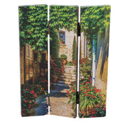 Floral 3-Panel Stepped Print Room Divider - 120.6x2.5xH180.6x2.5