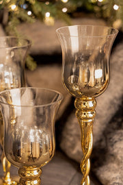 Set of 2 Artha Gold Chalice Candle Holders